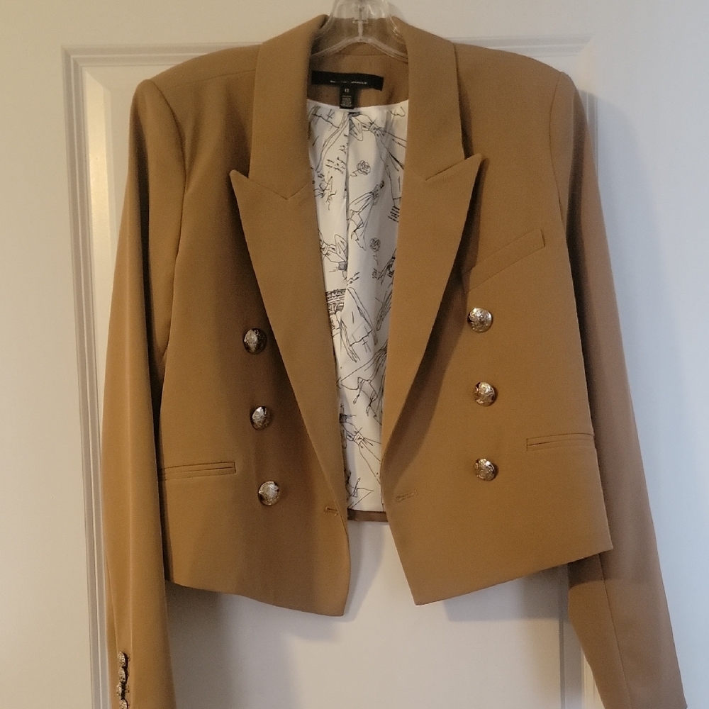 White House Black Market Tan and Silver Blazer